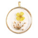 Pendant with dried flowers 35mm - Gold-light pink yellow